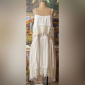 Free People white tiered slip dress size medium